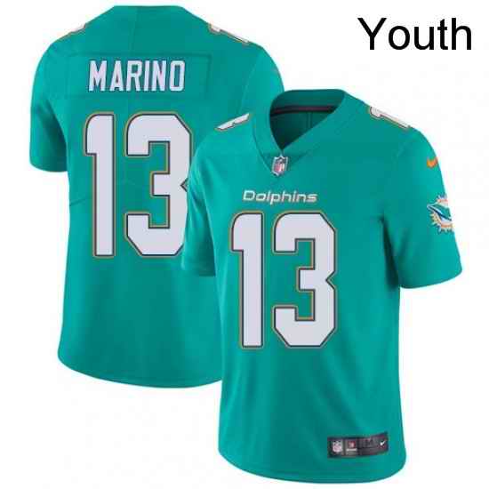 Youth Nike Miami Dolphins 13 Dan Marino Elite Aqua Green Team Color NFL Jersey